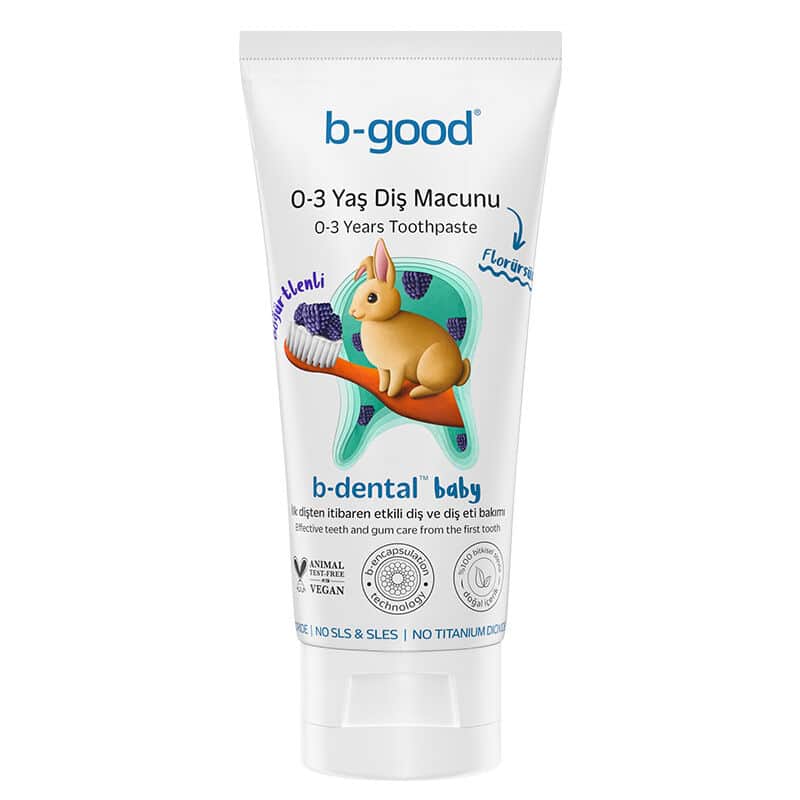 b-good معجون أسنان بي-جود بي-دنتال للأطفال من عمر 0 إلى 3 سنوات خالي من الفلورايد بنكهة التوت الأسود 50 مل - 1