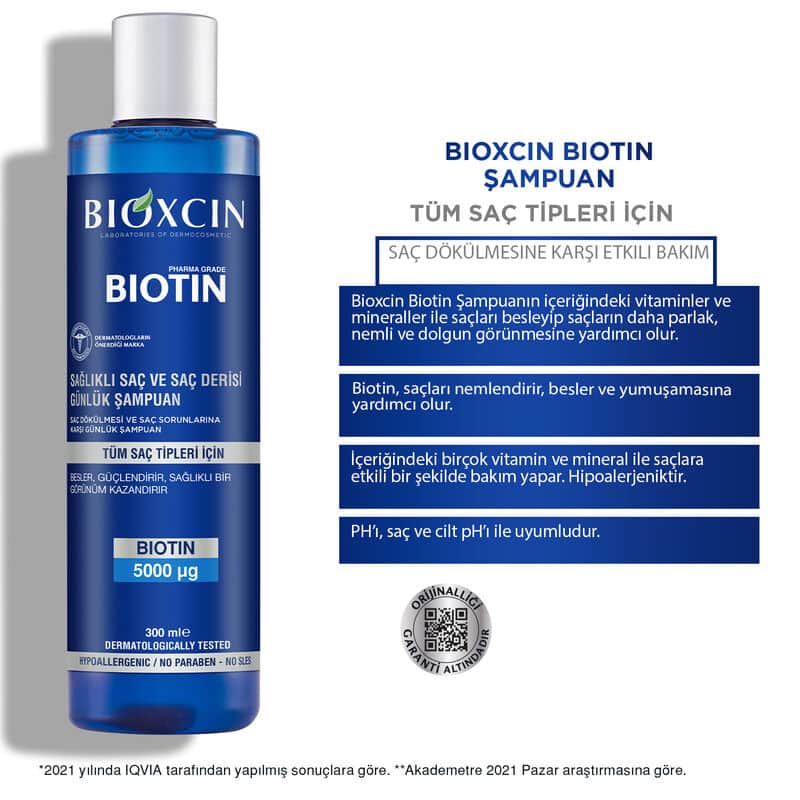 Bioxcin مجموعة بيوكسين بيوتين: شامبو بيوتين 300 مل + بيوتين 5000 مجم 60 قرصًا - 2