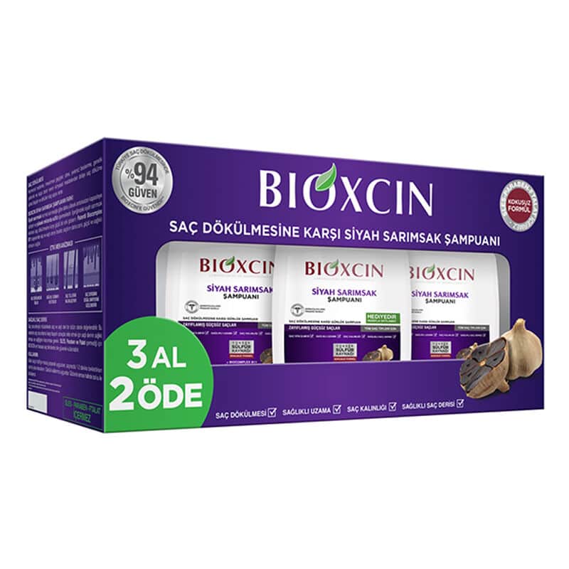 Bioxcin شامبو بيوكسين بالثوم الأسود لعلاج تساقط الشعر 3 × 300 مل - 1