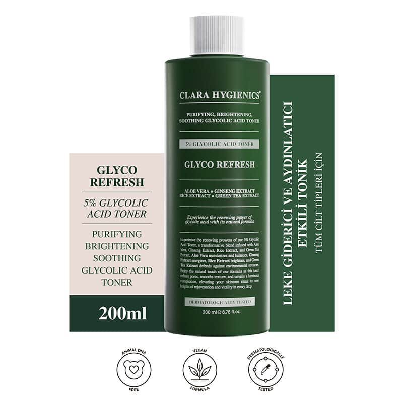 تونر كلارا هايجينكس جلينكو ريفرش 5% حمض الجليكوليك مضاد للبقع 200 مل Clara Hygienics - 2
