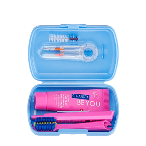 مجموعة كورا بروكس للسفر للعناية بالأسنان زرقاء Curaprox - 1