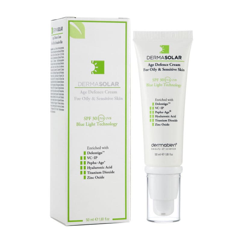 Dermasolar كريم ديرماسولار إيج ديفينس للبشرة الدهنية والحساسة بعامل حماية من الشمس 30، 50 مل