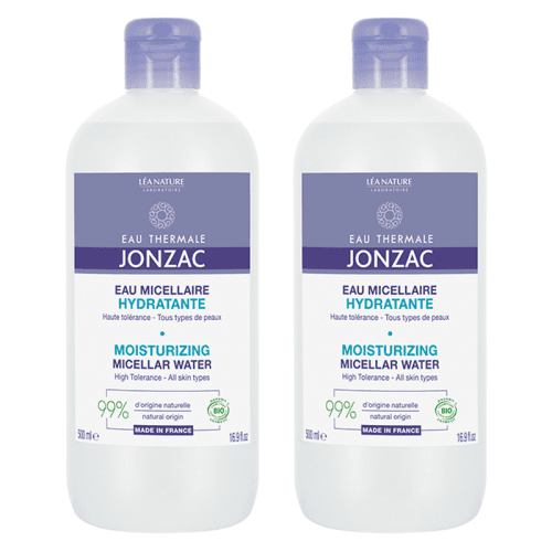 Eau Thermale Jonzac ماء ميسيلار عضوي مرطب ومنظف من جونزاك، 2 × 500 مل