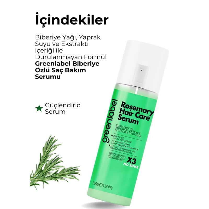 Greenlabel سيروم العناية بالشعر بخلاصة إكليل الجبل من جرين ليبل، 100 مل - 3