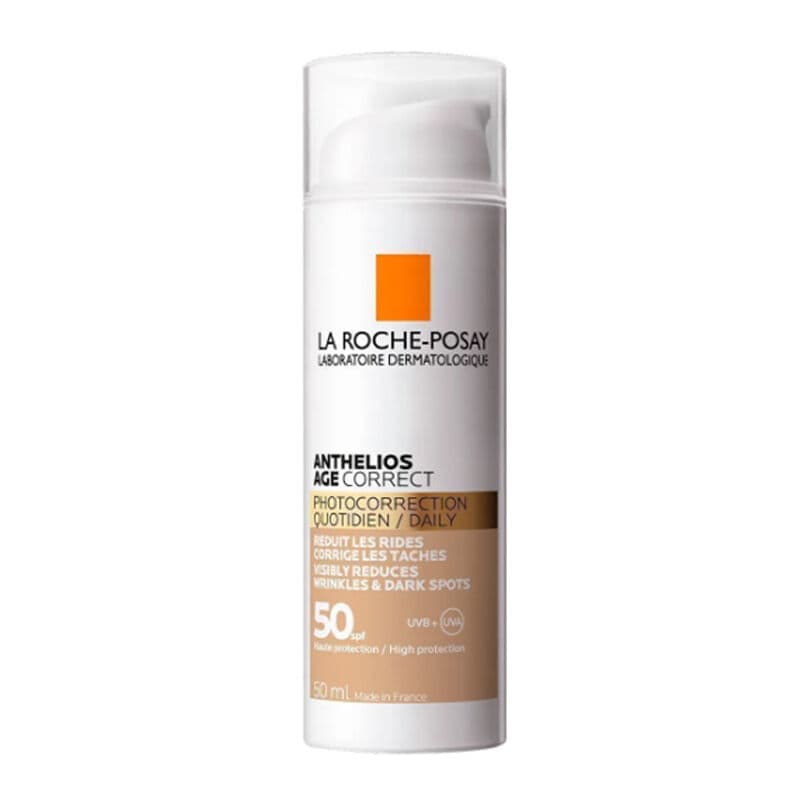 La Roche-Posay واقي شمسي ملون للوجه مضاد للشيخوخة من لا روش بوزيه أنثيليوس إيج كوريكت بعامل حماية من الشمس 50+، 50 مل