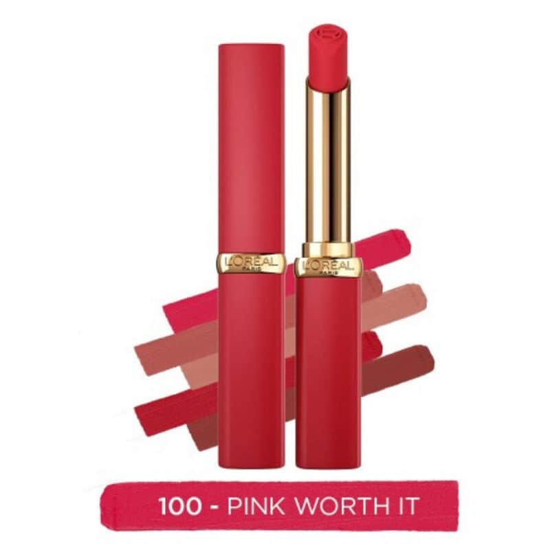 L'Oreal Paris أحمر شفاه لوريال باريس كلر ريش كولورز أوف وورث إنتنس فوليوم مات 100 وردي وورث إت - 2