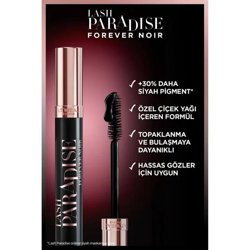 L'Oreal Paris ماسكارا لاش بارادايس فوريفر نوار من لوريال باريس، لون أسود، 6.4 مل - 2