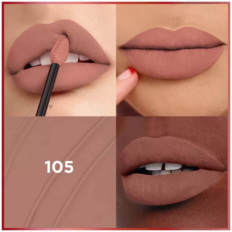 L'Oreal Paris أحمر شفاه سائل مطفي من لوريال باريس، رقم 105، بريكفاست إن بيد - 3