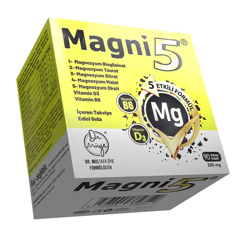 Magni5 مكمل غذائي يحتوي على ماجني 5 مغنيسيوم وفيتامين د3 ب6 90 كبسولة - 2