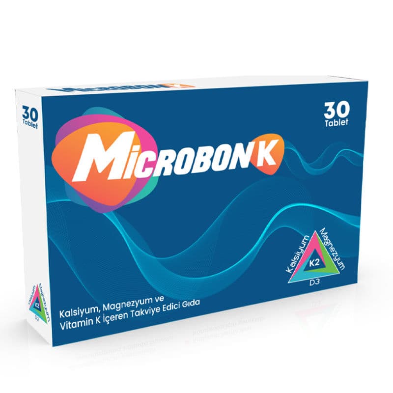 Microbon ميكروبون كيه كالسيوم مكمل غذائي يحتوي على المغنيسيوم وفيتامين ك، 30 قرصًا
