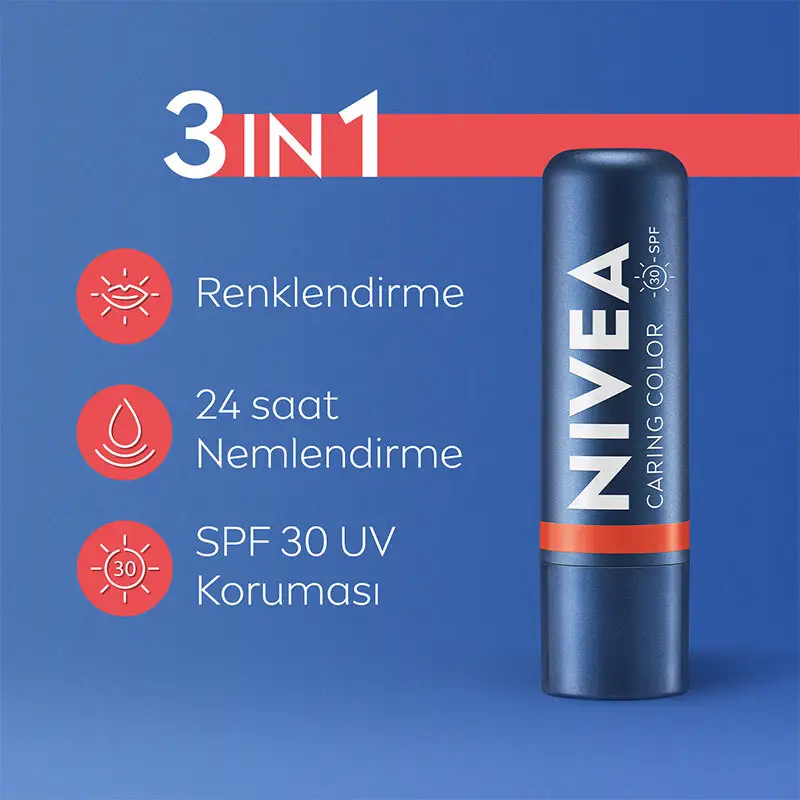 كريم العناية بالشفاه الملون SPF30 مع فيتامين E 4.8 جرام من نيڤيا Nivea - 3