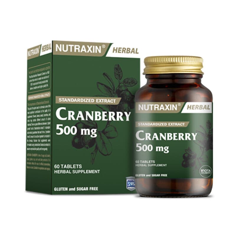 Nutraxin نيوتراكسين كرانبيري ٥٠٠ مجم ٦٠ قرصًا مكملًا عشبيًا