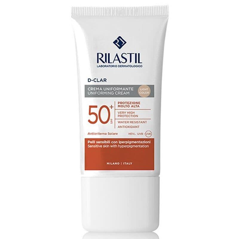 Rilastil كريم ريلاستيل دي-كلار المضاد للبقع وواقي الشمس للوجه بعامل حماية من الشمس 50+، 40 مل فاتح