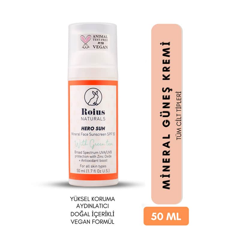 Roius Naturals واقي الشمس للوجه من رويوس ناتشورالز هيرو صن مينيرال بعامل حماية 50+، 50 مل - 2