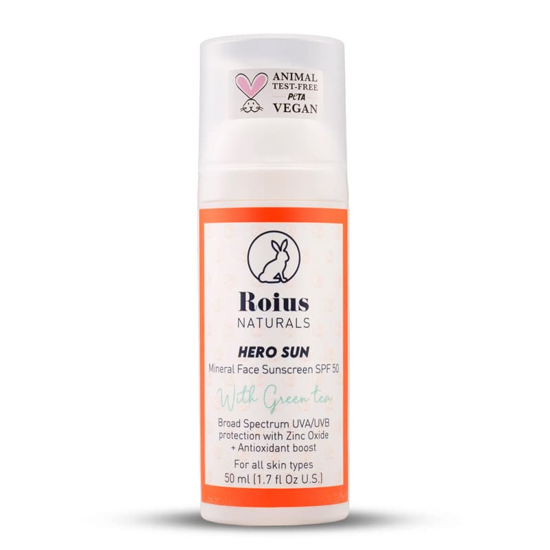 Roius Naturals واقي الشمس للوجه من رويوس ناتشورالز هيرو صن مينيرال بعامل حماية 50+، 50 مل