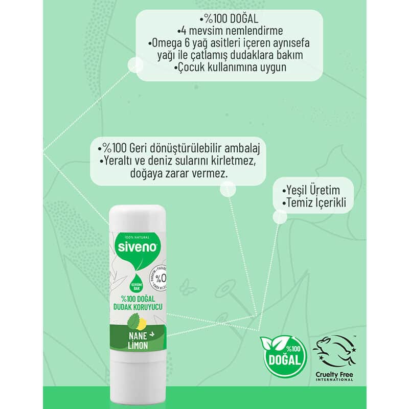 Siveno مرطب شفاه طبيعي من سيفينو بنكهة النعناع والليمون 6 غرام - 4