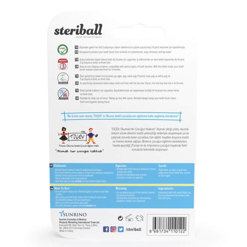 Steriball حافظة حماية فرشاة الأسنان الصحية من ستيريبول زيبرا - 2