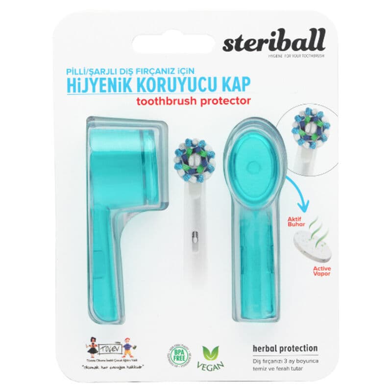 Steriball علبة فرشاة أسنان صحية من ستيريبول، مناسبة للبطاريات أو فرشاة الأسنان القابلة لإعادة الشحن فيروزي