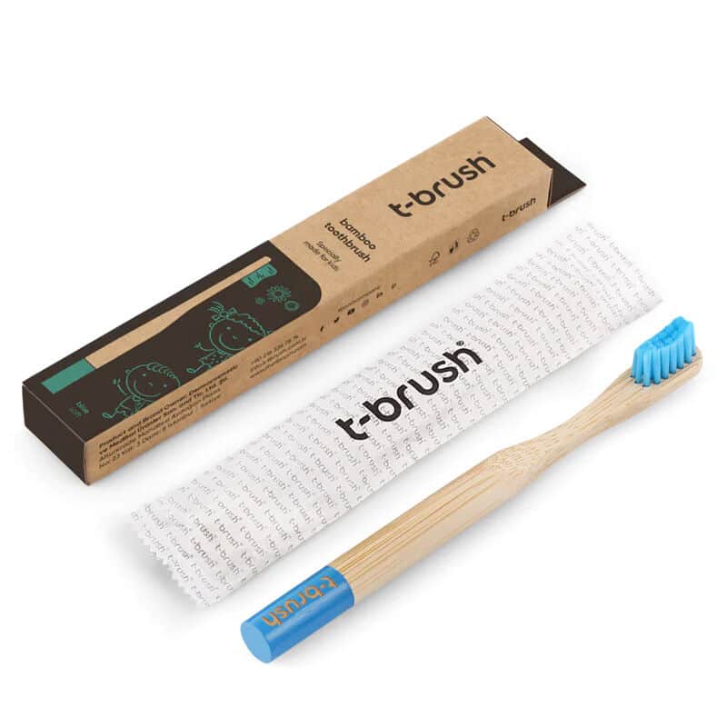 فرشاة أسنان أطفال ناعمة من تي-براش باللون الأزرق من الخيزران T-Brush - 2