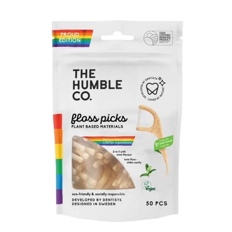 Humble Brush خيط تنظيف الأسنان بنكهة النعناع من ذا هامبل كو، 50 قطعة قوس قزح - 1