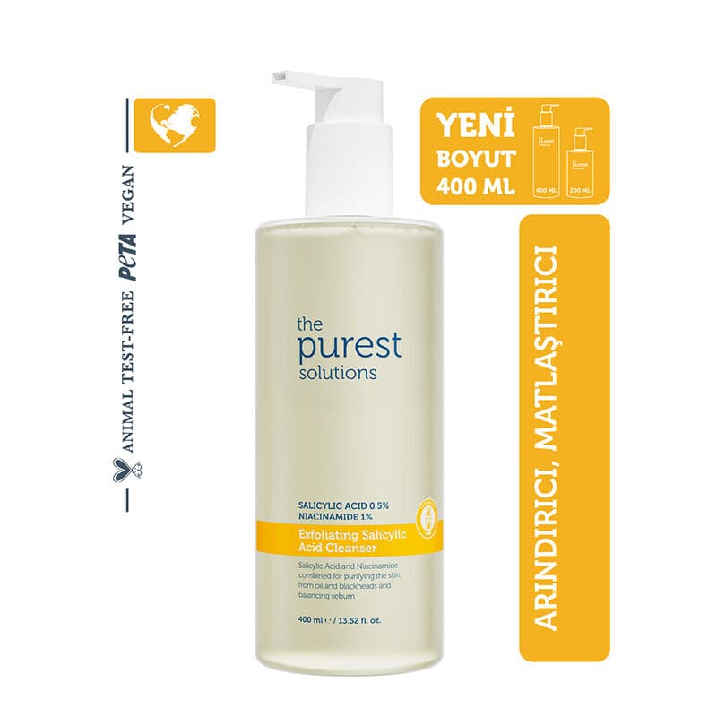 The Purest Solutions منظف مقشر بحمض الساليسيليك من ذا أنقى الحلول 0.5% حمض الساليسيليك، 1% نياسيناميد 400 مل