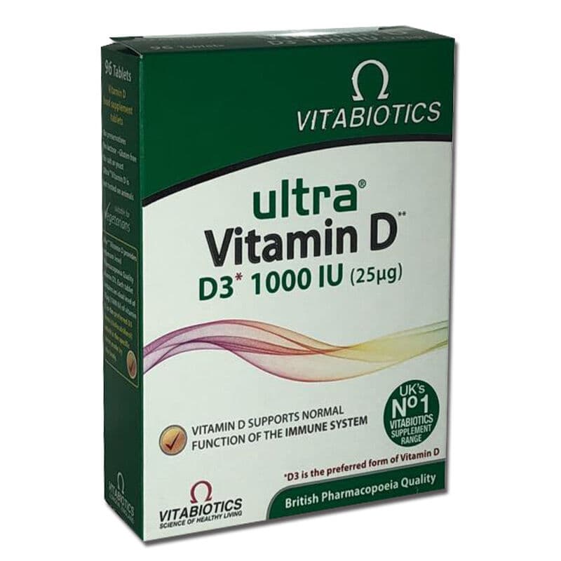 Vitabiotics فيتابيوتكس ألترا فيتامين د د3 1000 وحدة دولية 96 قرصًا