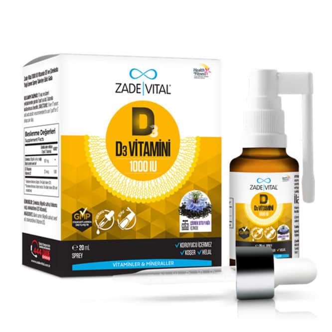 Zade Vital بخاخ زيت زيد فيتال 1000 وحدة دولية من فيتامين د3 وزيت حبة البركة السوداء 20 مل - 2