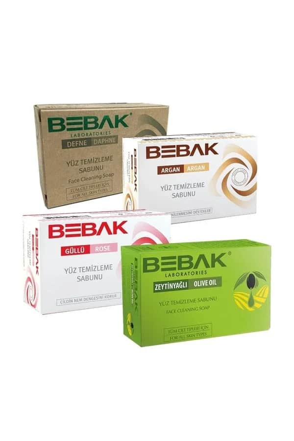 Bebak صابون بيباك لتنظيف الوجه بزيت الغار + زيت الزيتون + الورد + الأرغان 125 غرام