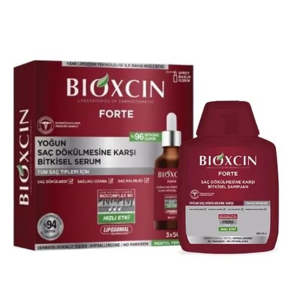 Bioxcin سيروم بيوكسين فورتيه 3 × 50 مل + شامبو بيوكسين فورتيه 300 مل