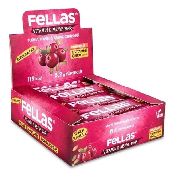 Fellas فيلاس بار الفيتامينات والفواكه مكسرات الكركي وبذور اليقطين 35 غرام × 12 قطعة