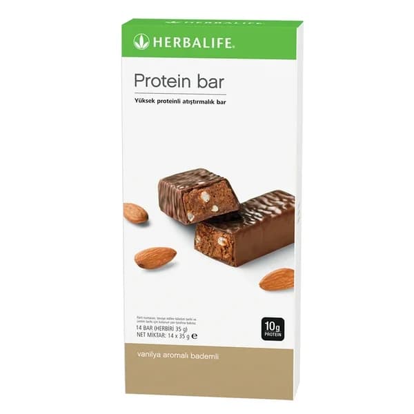 Herbalife بار بروتين هيربالايف بنكهة الفانيليا واللوز، 14 قطعة، 35 جم لكل قطعة