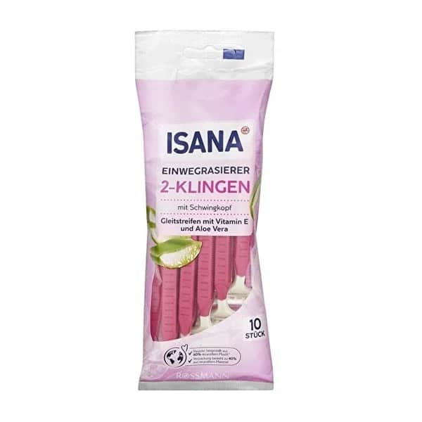Isana شفرات حلاقة إيزانا 2 شفرة للاستخدام مرة واحدة، 10 قطع