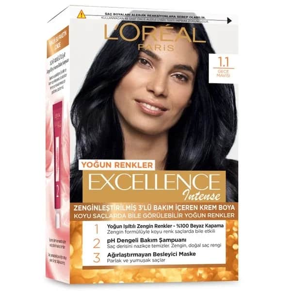 L'Oreal Paris صبغة شعر لوريال باريس إكسلنس إنتنس 1.1 أزرق منتصف الليل