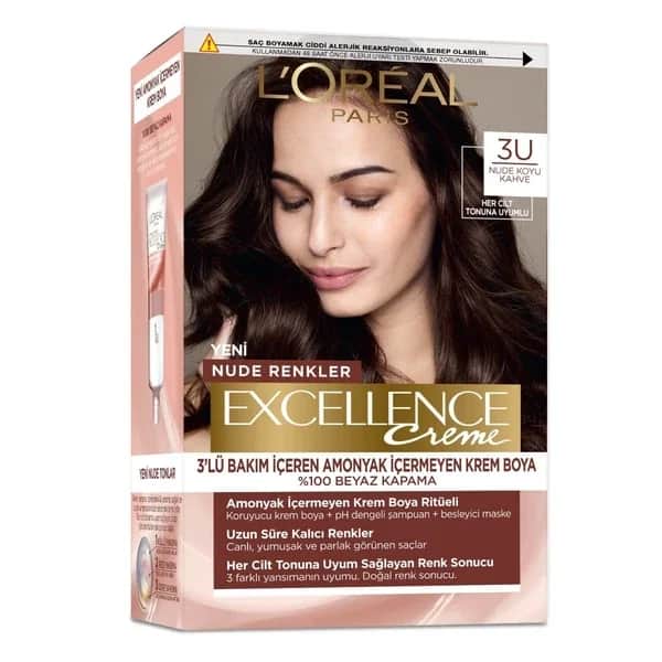 L'Oreal Paris صبغة شعر لوريال باريس إكسلنس كريم نود كولورز 3 يو بني غامق نود