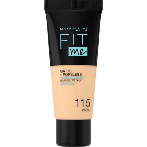 Maybelline كريم أساس فيت مي مات+بورليس من مايبيلين نيويورك، 115 عاجي