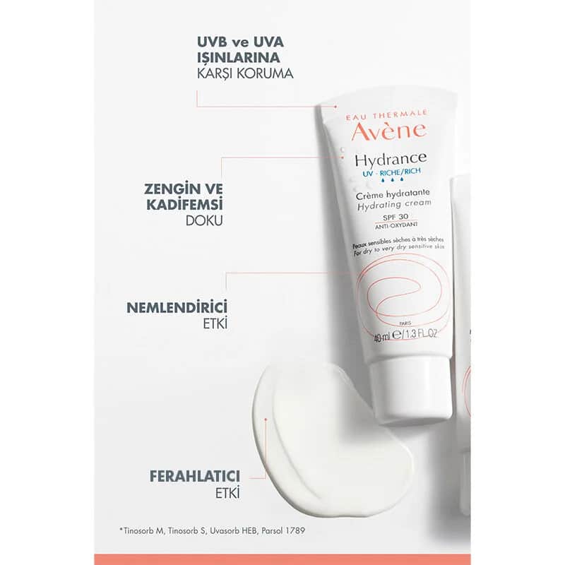 Eau Thermale Avene كريم أفين هيدرانس المرطب الغني بالأشعة فوق البنفسجية بعامل حماية من الشمس 30، 40 مل
