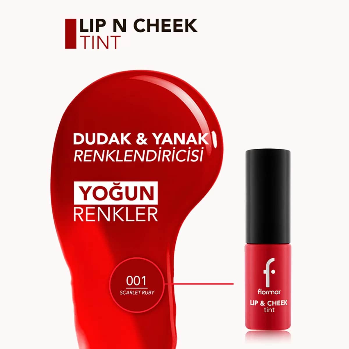 Flormar Wasserbasierter Lippen- und Wangen-Tint - Natürlicher Matt-Effekt