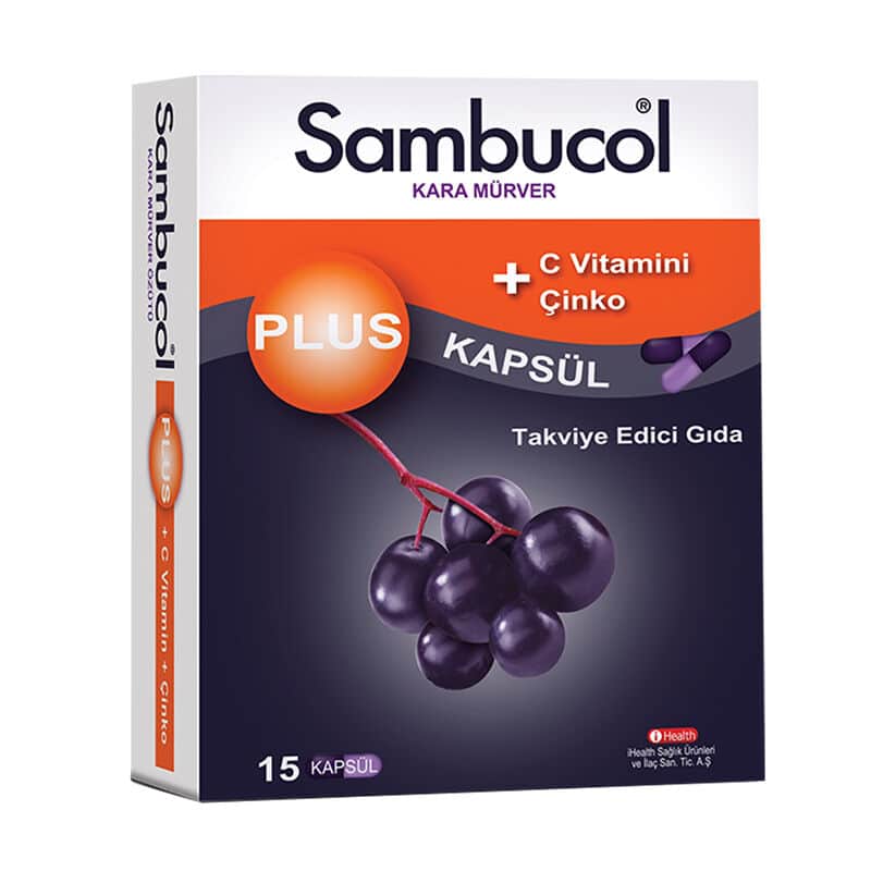 Sambucol Plus Black Elderberry Vitamin C + Zinc Food Supplement 15 capsules