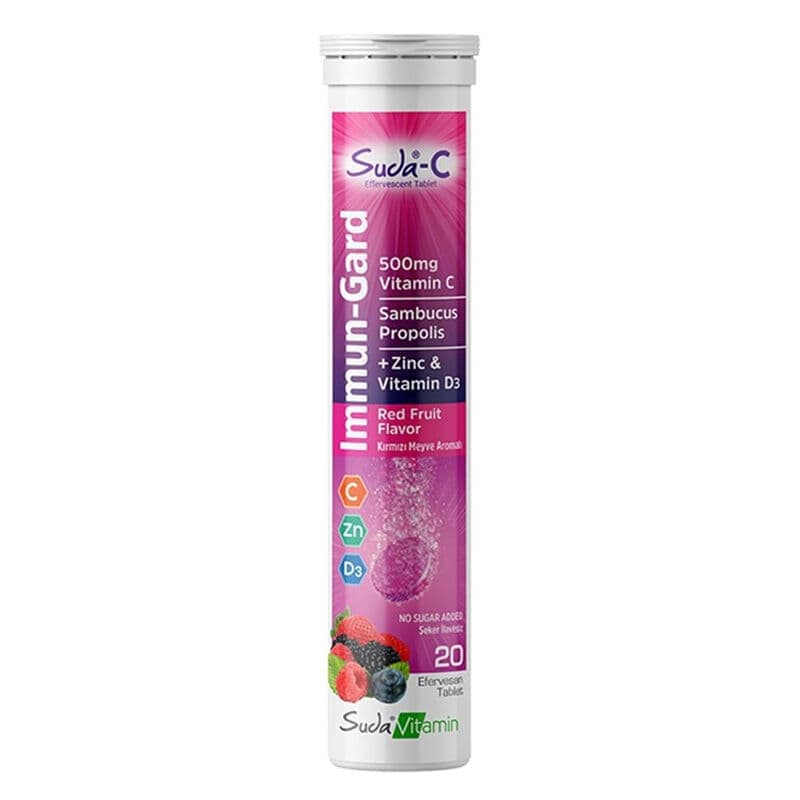 Suda Vitamin Suda-c Immun Gard Red Fruit Flavored 20 effervescent Tablets