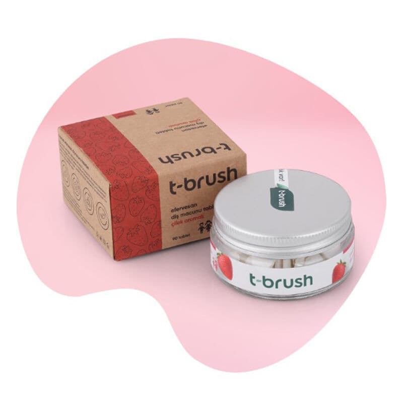 T-brush Strawberry Flavored Fluoride-free Children's Toothpaste 90 tablets