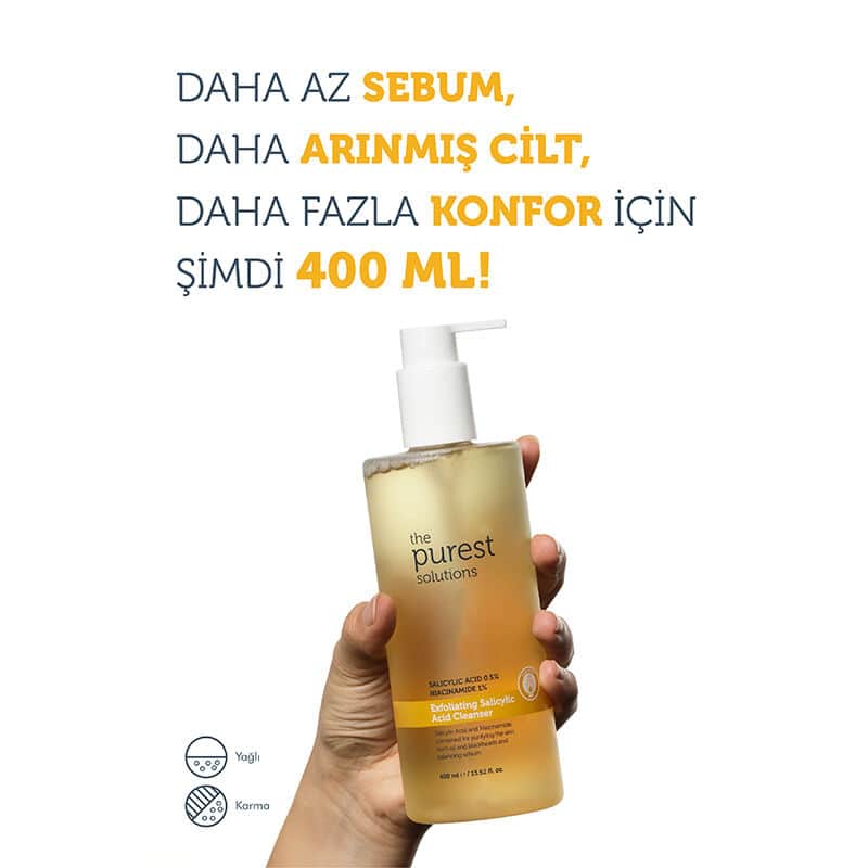 The Purest Solutions منظف مقشر بحمض الساليسيليك من ذا أنقى الحلول 0.5% حمض الساليسيليك، 1% نياسيناميد 400 مل