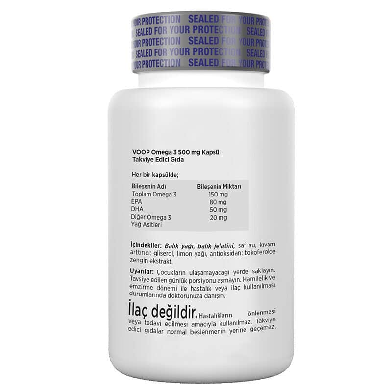 Voop Omega-3 500mg Nahrungsergänzungsmittel - 60 Kapseln für Herz & Gehirn