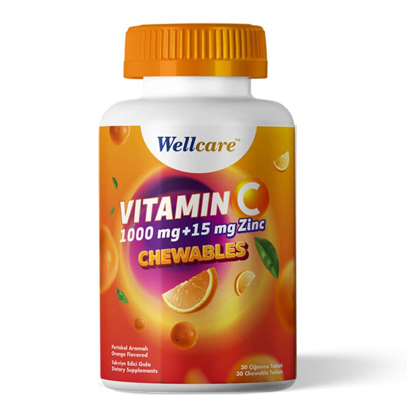 Wellcare Vitamin C 1000 mg + 15 mg Zinc Chewable 60 tablets
