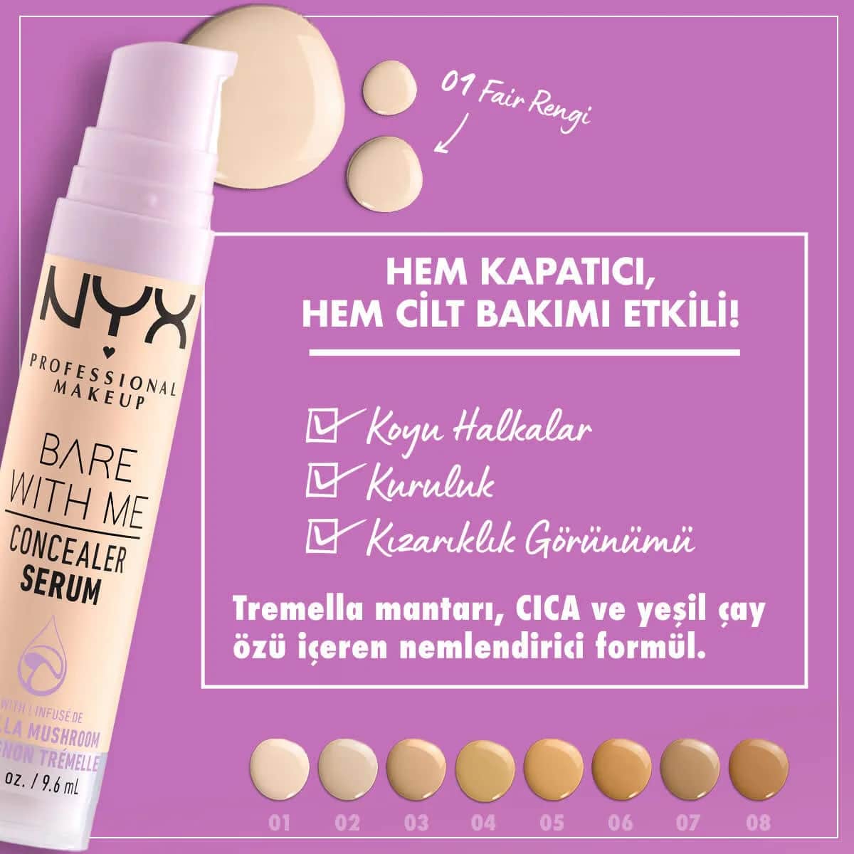 NYX Bare With Me Vegan Concealer Serum 01 Fair