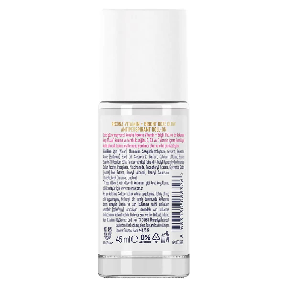 Rexona Vitamin + Bright Rose Glow Roll-On Deodorant 45ml