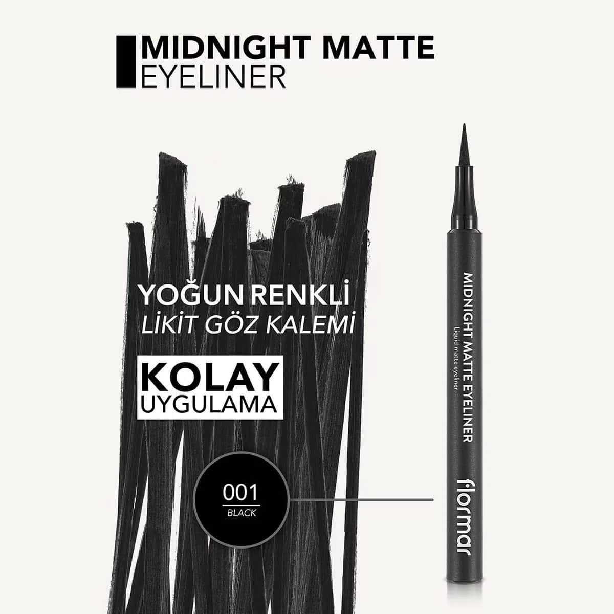 Flormar Midnight Matte Eyeliner Schwarz