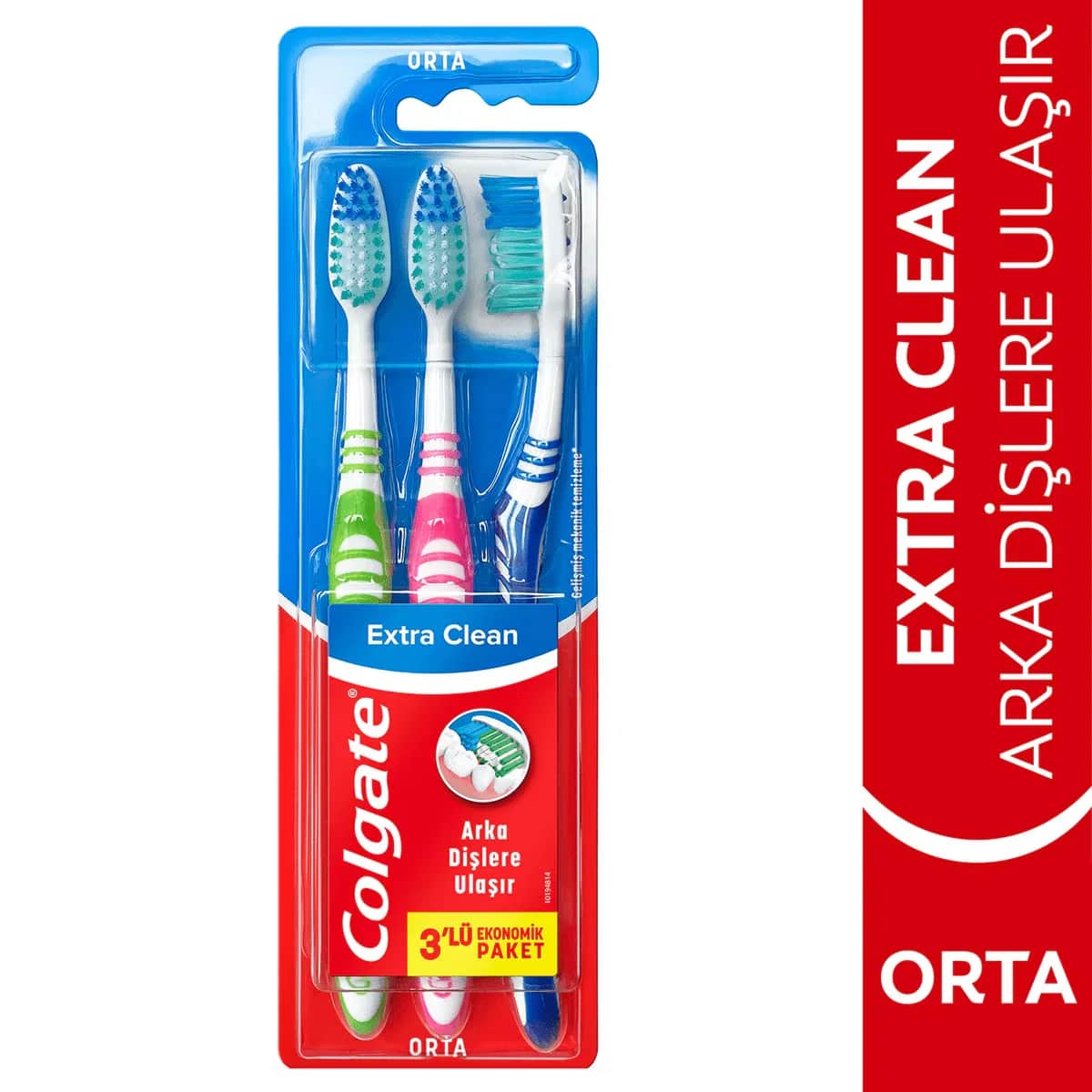 Colgate Extra Clean Medium Zahnbürste 2+1 mit Zungenreiniger