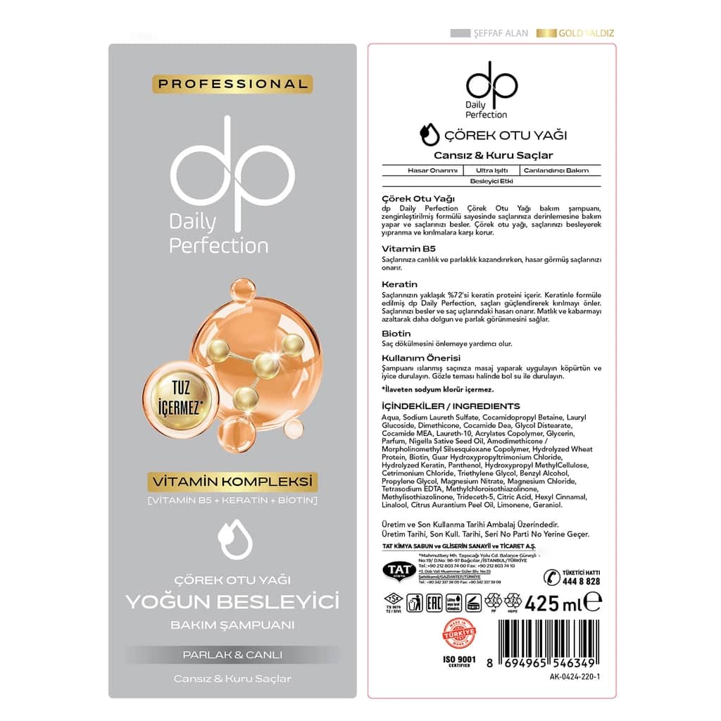 Dp Daily Perfection Salt-Free Shampoo with Black Cumin Oil 425ml - 4