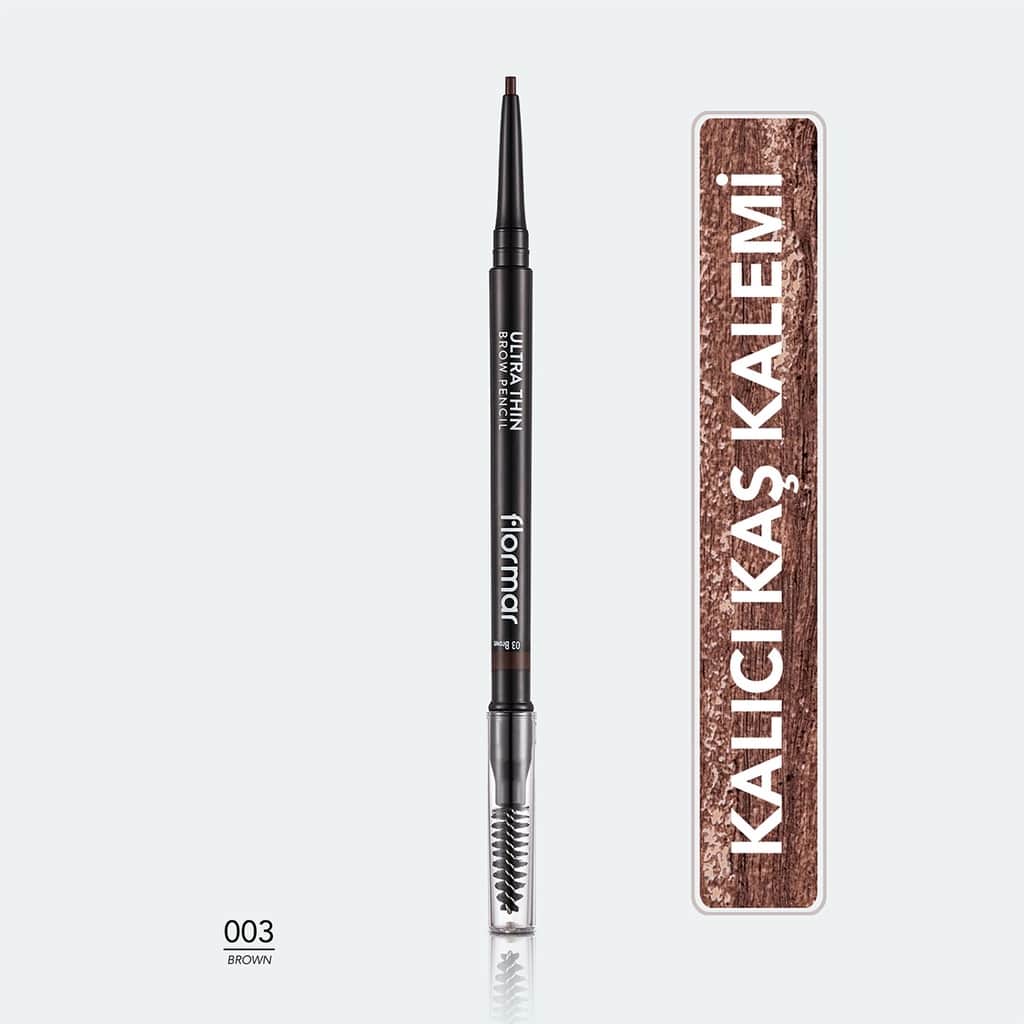 Flormar Ultra Thin Eyebrow Pencil 003 Brown with Brush - 1