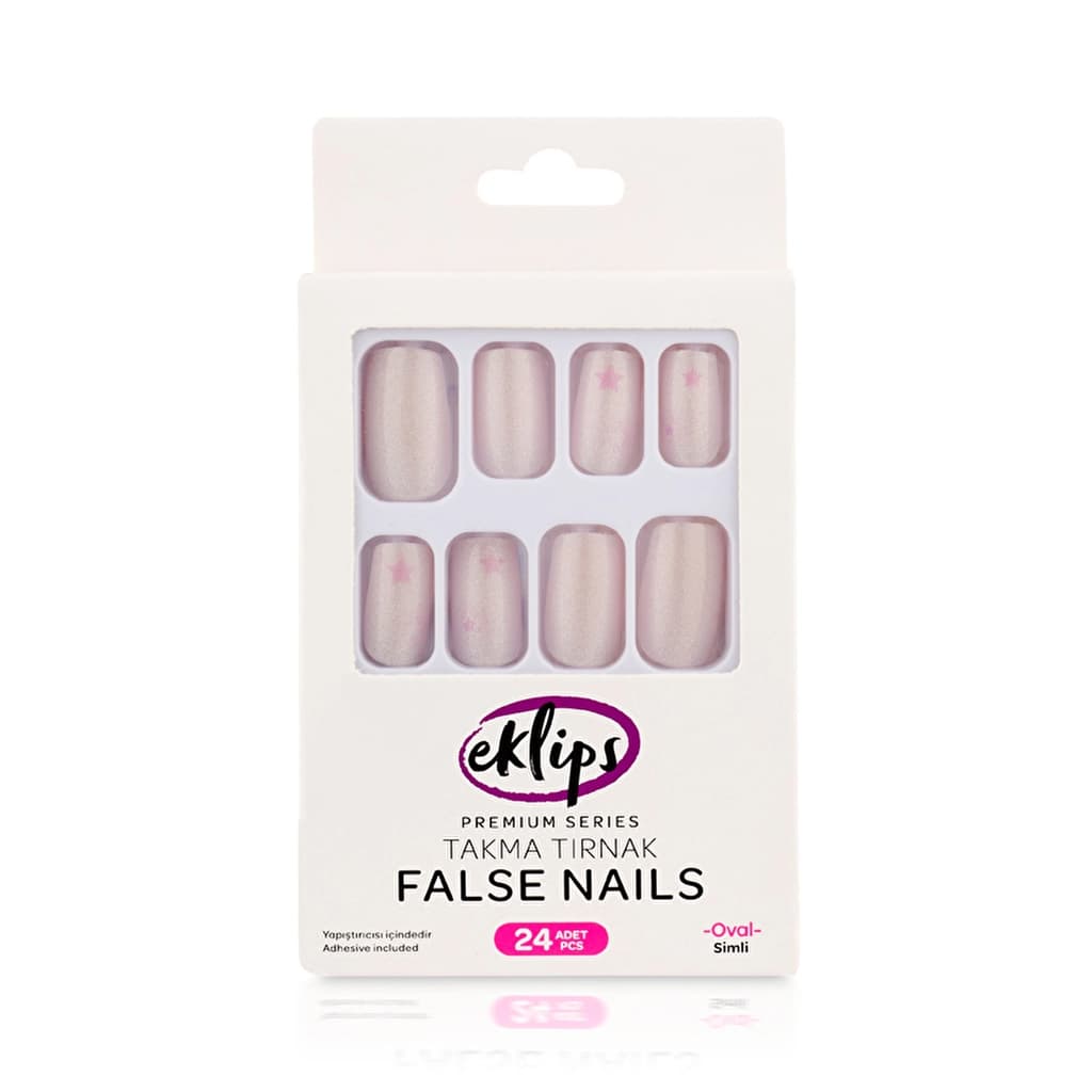 Eklips False Nails Glittery Light Color Oval